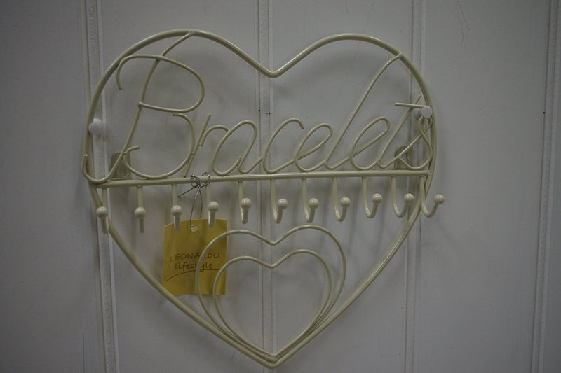 Cream Heart Jewellery Wall Mounted Bracelets Wire Writing