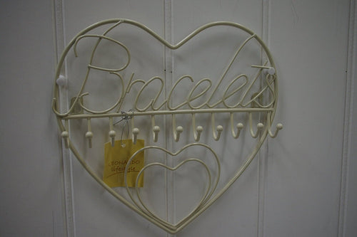 Cream Heart Jewellery Wall Mounted Bracelets Wire Writing
