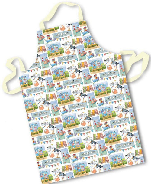 Emma Ball Coastal Seaside Design Cotton Apron Adult Size Cooking Baking Pinny by