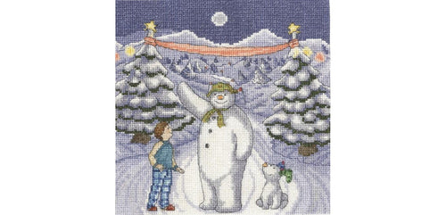 DMC 14 Count "Snowman & Snowdog The Finish Line" Cross Stitch Kit