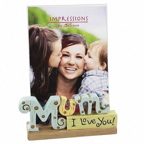 Mum I Love You Freestanding Resin Lettering Photo Frame 4" x 6" Photos Juliana