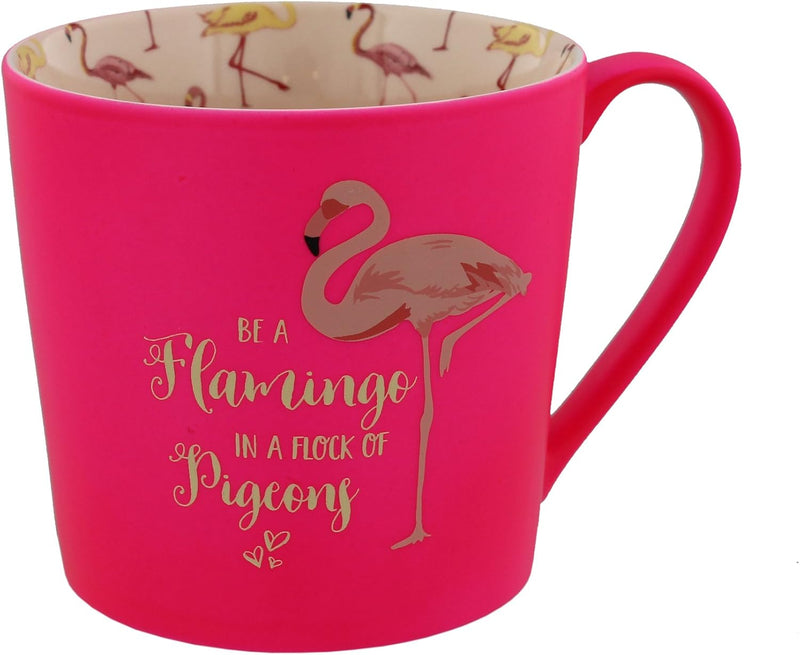 Widdop 'Be a Flamingo' Vibrant Pink Drinking Mug - Excellent Gift Idea for Her - Lovely Illustrative Design Inside