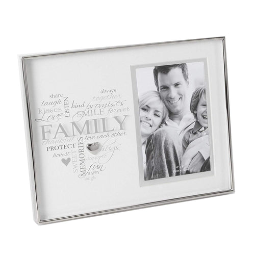 Widdop Heartfelt Moments Nickel Plated Frame Heart 4" x 6" - Family