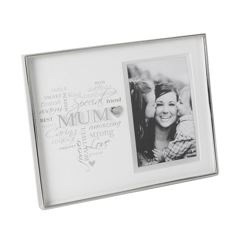 Heartfelt Moments Nickel Plated Frame Heart 4" x 6" Mum