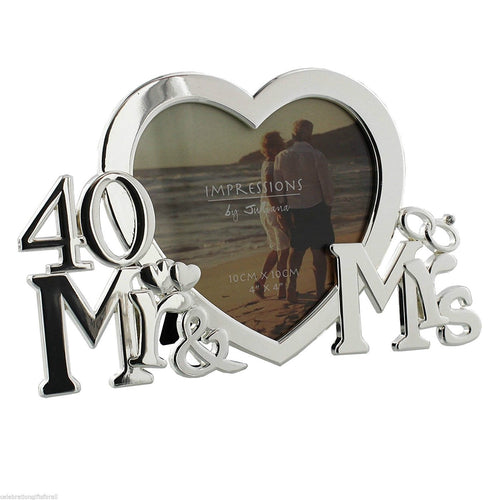 Juliana Silver-plated Heart Photo Frame Mr & Mrs 40th Anniversary