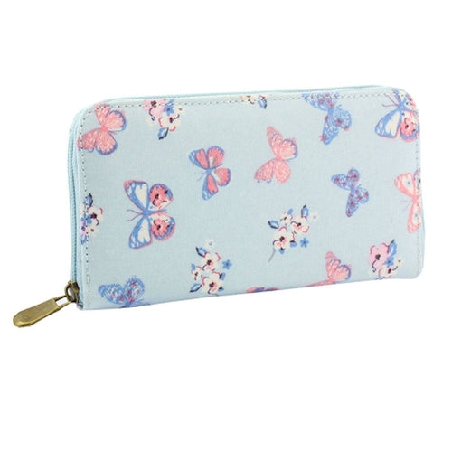 Lesser & Pavey Jennifer Rose Butterfly Paradise Wallet Purse Cotton Canvas Oilcloth Ladies Wallet Purse.