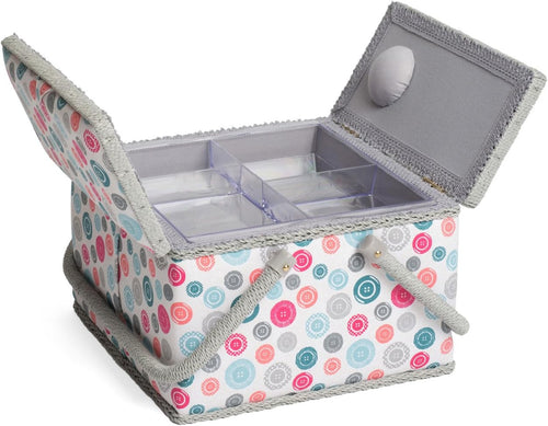 Hobby Gift MRLTLE/192 Scattered Buttons Large Twin Lid Sewing Box