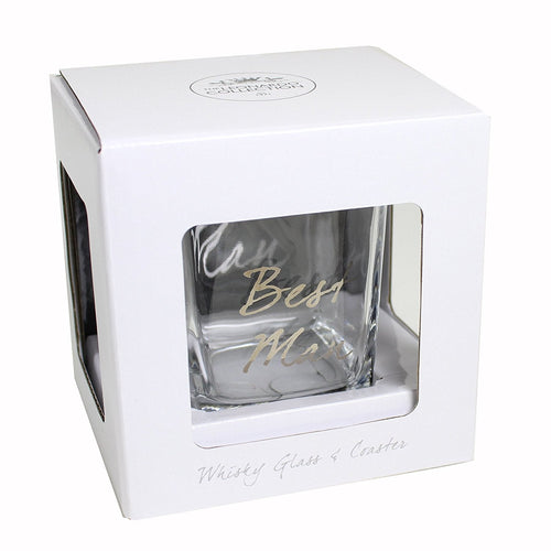 Wedding Best Man Whisky Glass & Coaster Thank You Gift LP