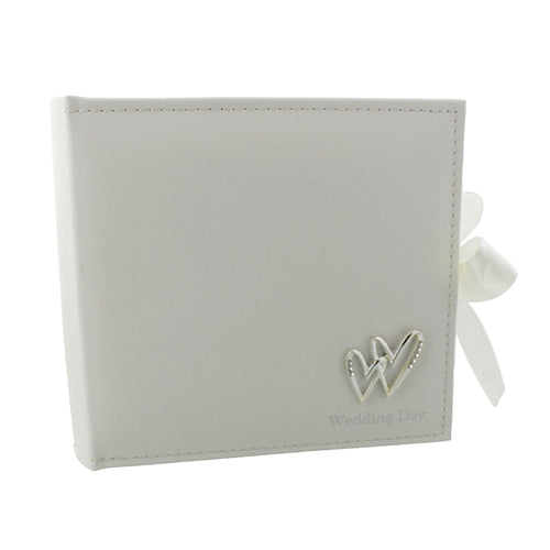 Beautiful Mr & Mrs Wedding 6" x 4" Photo Album with Double Heart Icon - Wedding Day