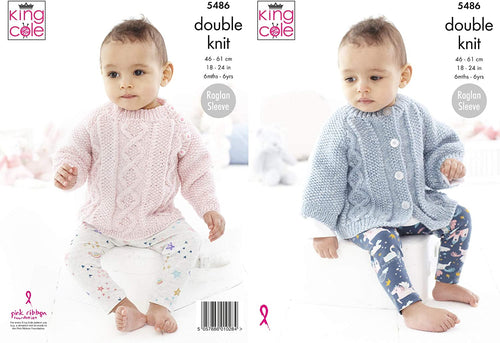 King Cole Baby Kids Double Knitting Pattern Cable Knit Sweater & Cape (5486)