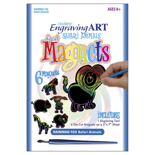 Rainbow Foil Engraving Art Magnets-Safari Animals