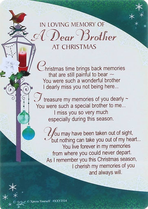 In Loving Memory - Of A Dear Brother At Christmas - Grave/Graveside Memorial Card