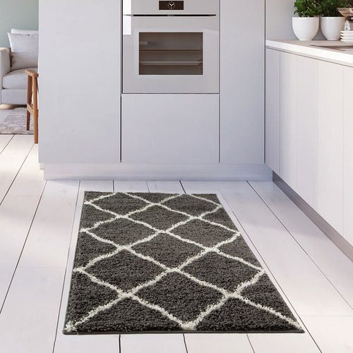 Moroccan Dark Grey Shaggy Rug | 740