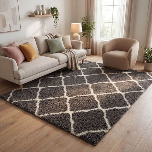 Moroccan Dark Grey Shaggy Rug | 740