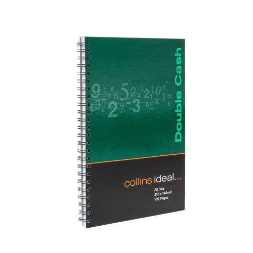 Ideal - A5 Cashbook Wiro Double Cash - 120 Pages  - Green (764)