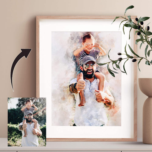 Fathers Day Personalised Watercolour Portrait