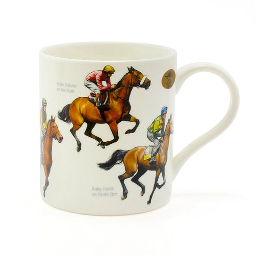 The Leonardo Collection Winning Post Fine China Windsor Mug ,Horse Racing Design, Famous Horses & Jockeys Perfect Cup for Fans of Horse Racing