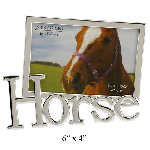 Silverplated Animal Photo Frame with Tilted Word "Horse" Design For 6"x4" Pictures