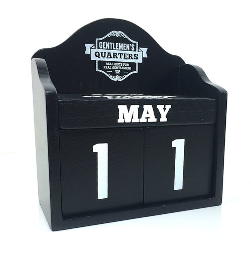 Perpetual Wooden Block Calendar Black Vintage Shabby Chic