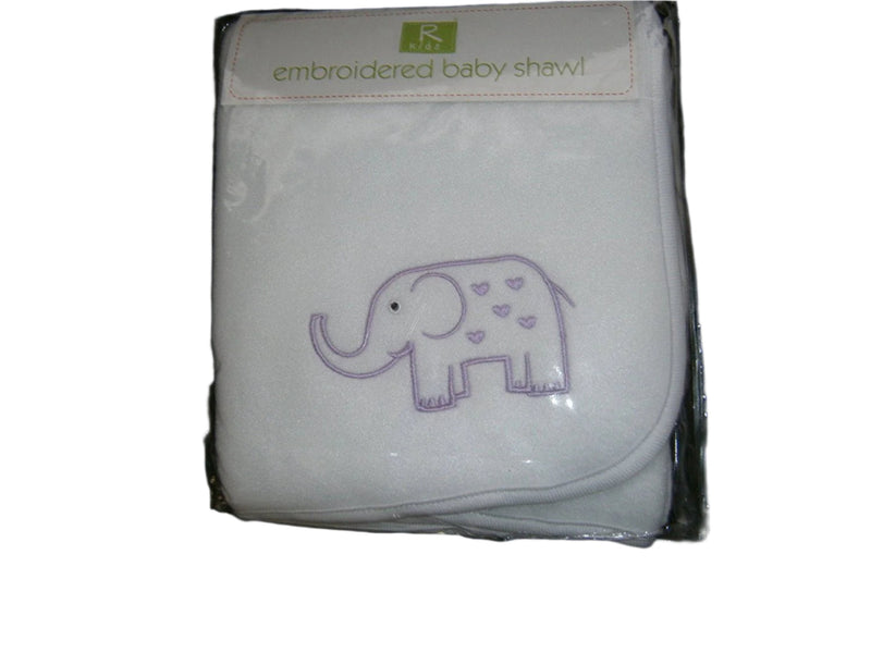 r kids embroidered baby shawl elliphant in purple with whit shawl 94cmx82 approx