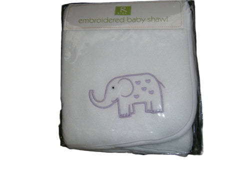 r kids embroidered baby shawl elliphant in purple with whit shawl 94cmx82 approx