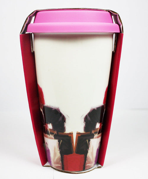 [LP32741] 'A Girl's Life' Double Walled Insulation With Silicon Travel Mug, Shopping, Bags etc Design, Make a Great Gift for Mum, Sister, Aunty, Niece, Gran, Keeps Drinks Hot, Ideal For Use On The Move, 6.5 inches/17cm in