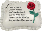 David Fischhoff Grandad red pink memo cushion, cream