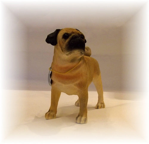 Leonardo Collection Pug Fawn Ornament Dog, Stone, Tan