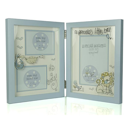 Tracey Russell Polka Dot Mdf Photo Frame & 1St  & 2Nd Scan Boy
