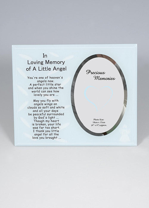 David Fischhoff Little Angel "In Loving Memory" Photo Frame, Glass, Blue, 19 x 23 cm
