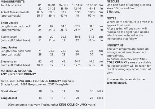 King Cole Ladies Knitting Pattern Womens Short or Long Jacket Cardigan Florence Chunky (4294)