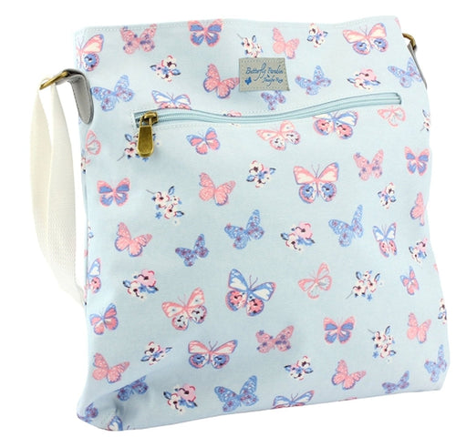 Lesser & Pavey Jennifer Rose Wipe Clean Laminated Canvas Butterfly Paradise Cross Body Bag