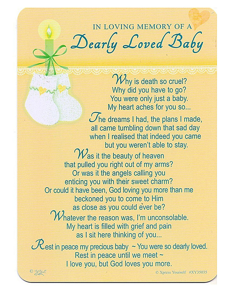 Grave Card - In Loving Memory Of A Dearly Loved Baby - XY35035 - Loss Of Child / Sympathy
