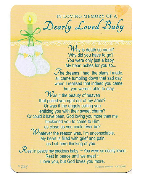 Grave Card - In Loving Memory Of A Dearly Loved Baby - XY35035 - Loss Of Child / Sympathy