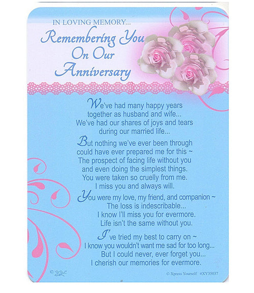 In Loving Memory - Remembering You On Our Anniversary - Grave/Graveside Memorial Card