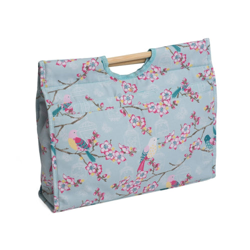 HobbyGift MR4687/198 | Tweet Print Craft Bag/Wooden Handles | 11x42x31½cm