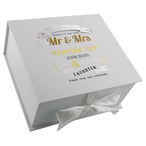 Signography Wedding Keepsake Box 20cm x 20cm - Mr and Mrs