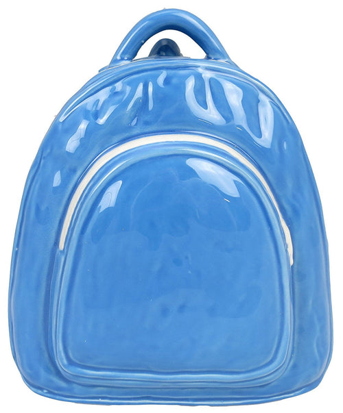 Ceramic Rucksack Money Bank in Blue
