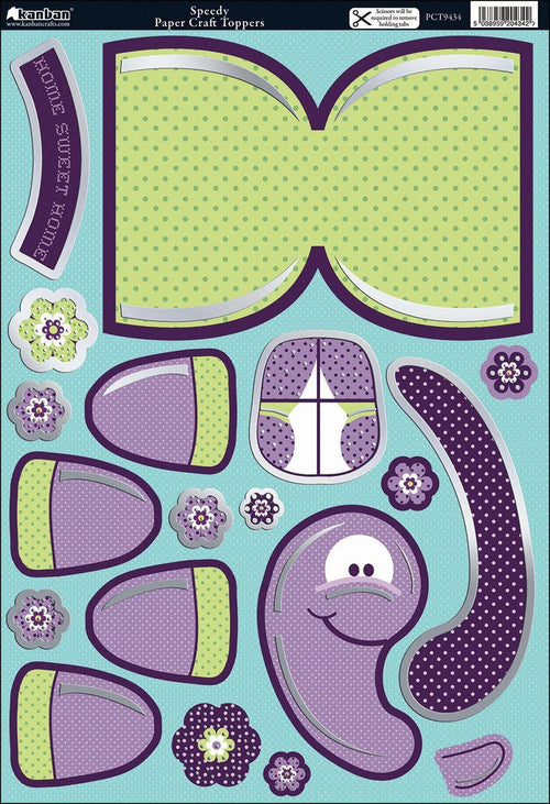 Wobbler Die-Cut Punch-Out Card 2-Sheet Pack-Speedy Purple/Lime