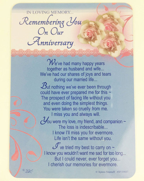 In Loving Memory - Remembering You On Our Anniversary - Grave/Graveside Memorial Card