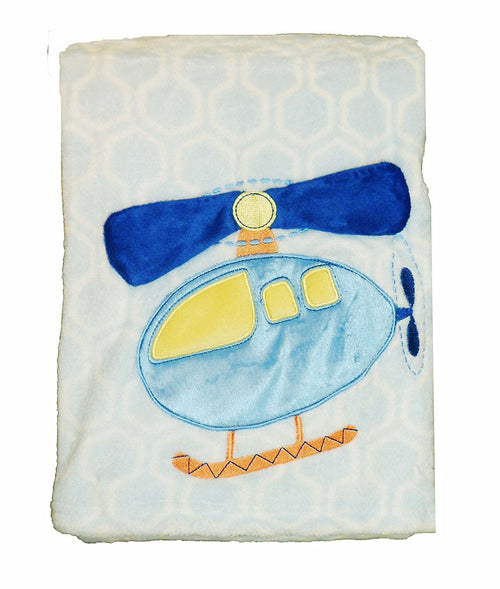 Supersoft Superior Quality Luxurious Blue Helicopter Pram/Crib Blanket