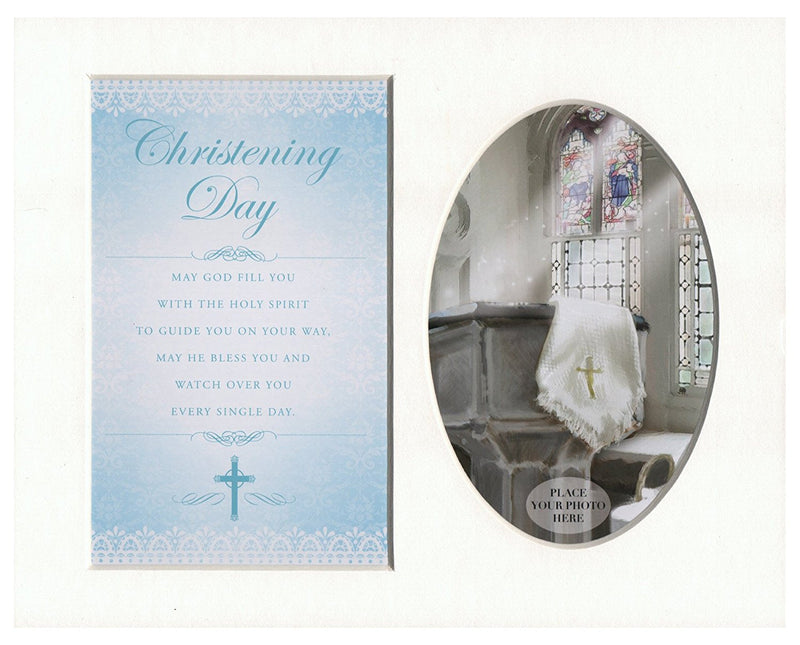 Christening Day (Blue) Special Keepsake Photo Frame Mount