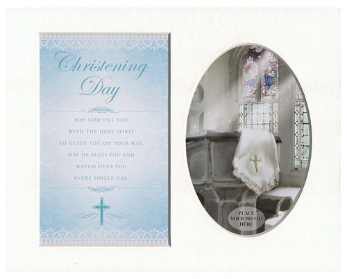 Christening Day (Blue) Special Keepsake Photo Frame Mount