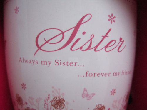 "Sister" Pink Floral Sentimental Mug With Presentation Box