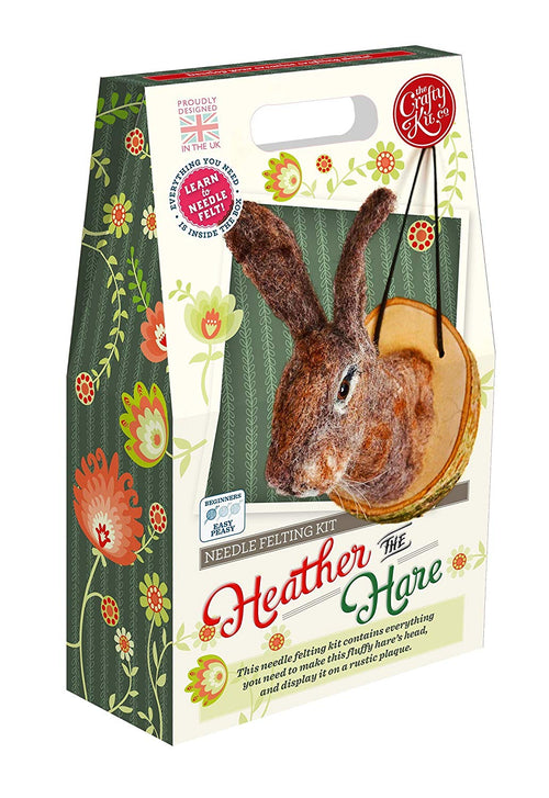 Crafty Kit Company Heather the Hare Beginners Needle Felting Kit, designed and made in the UK, complete with all materials and tools required, perfect gift or starter project for a craft lover.
