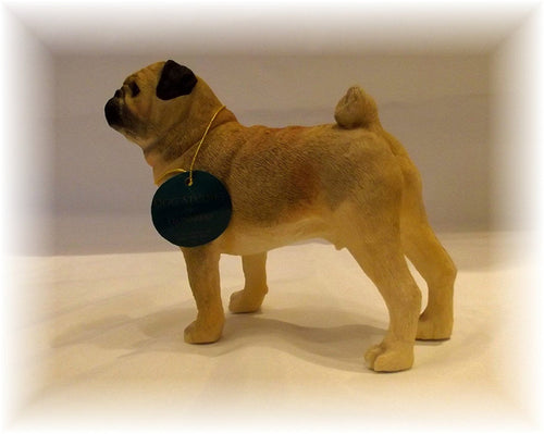Leonardo Collection Pug Fawn Ornament Dog, Stone, Tan