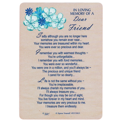 Xpress Yourself Loving Memory Graveside Memorial Card & Holder 5.75 X 4" Relations Friends Etc - Dear Friend 35015
