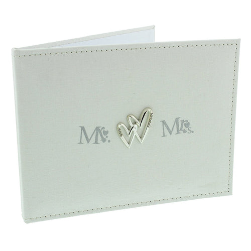 Beautiful Mr & Mrs Linen Wedding Guest Book