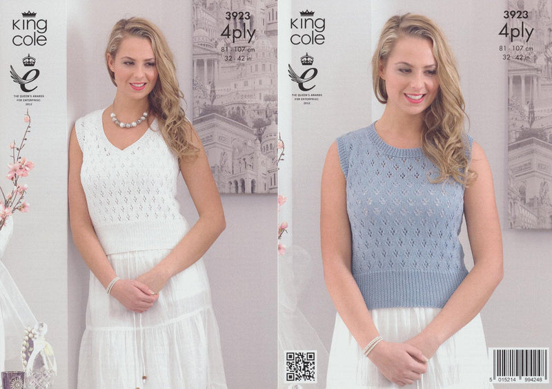 King Cole Bamboo 4 Ply Pattern - 3923 Womens Pretty Summer Tops by King Cole - King Cole Patterns