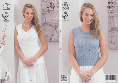 King Cole Bamboo 4 Ply Pattern - 3923 Womens Pretty Summer Tops by King Cole - King Cole Patterns